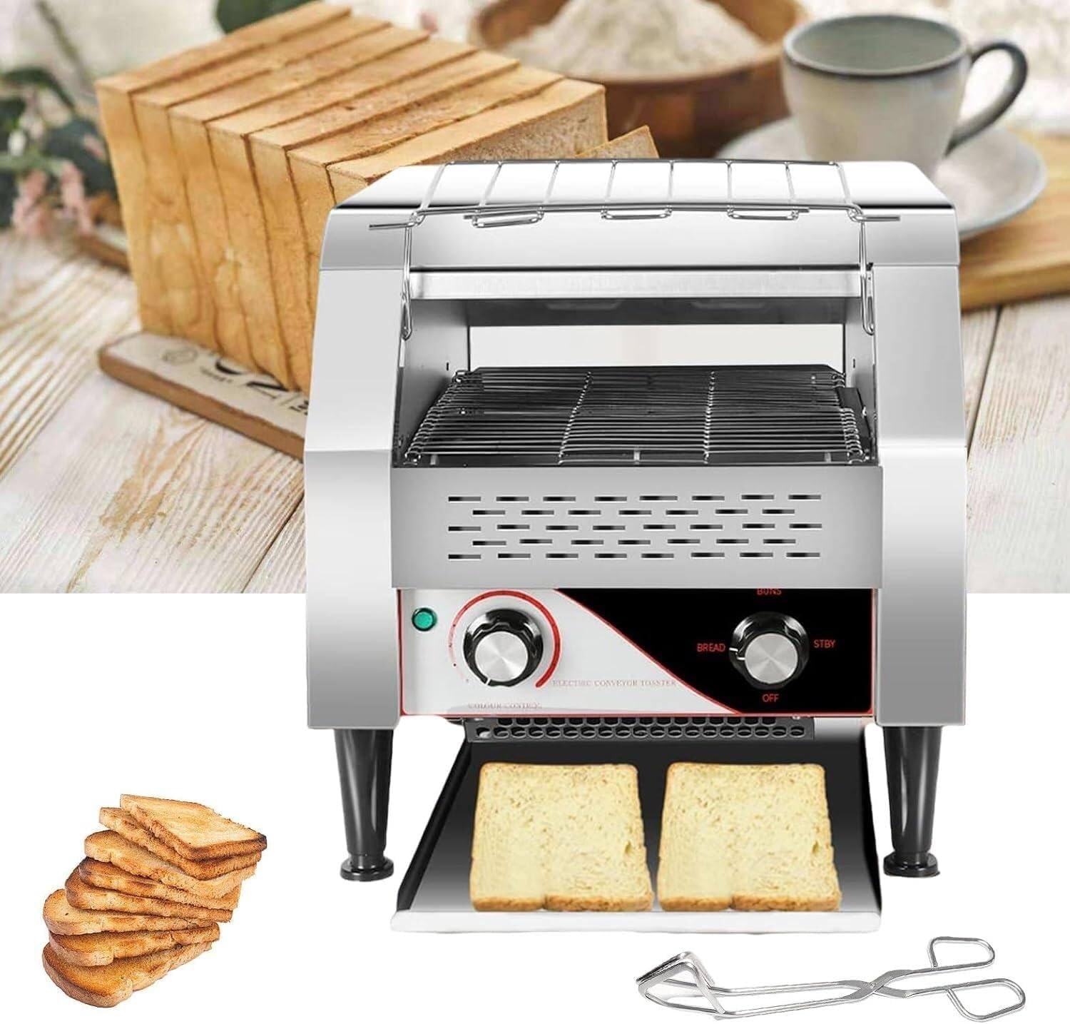 Commercial Toaster - 300 Slices/Hour, Perfect For Restaurants And Bakeries, Heavy-Duty Industrial Conveyor Belt, 2200W Power For Quick Toasting - Ideal Bagel And Bread Toaster