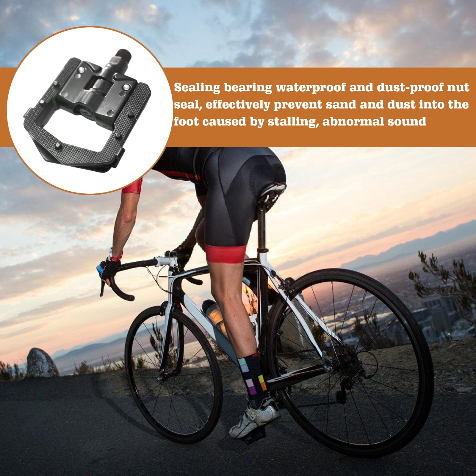 Pedali per Bicicletta Pieghevoli, Set di Pedali 9/16", Pedali Antiscivolo Pieghevoli per Bicicletta, Pedali per Bicicletta Impermeabili con Riflettori, Pedali per Trekking per Pedelec, MTB