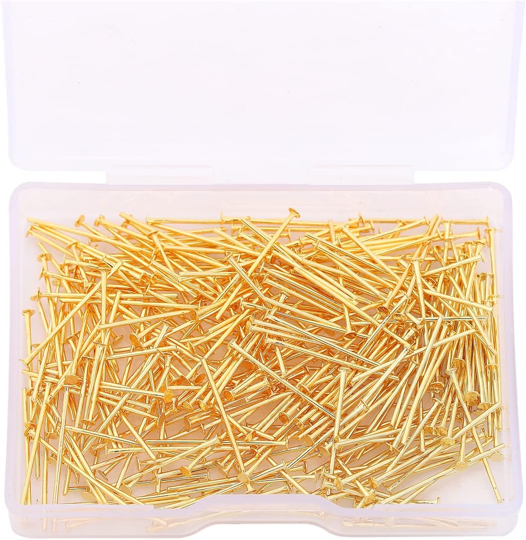 18K Gold Plated Flat Head Pins Non Tarnish 20mm 300pcs for Jewelry Making Findings - Image 5