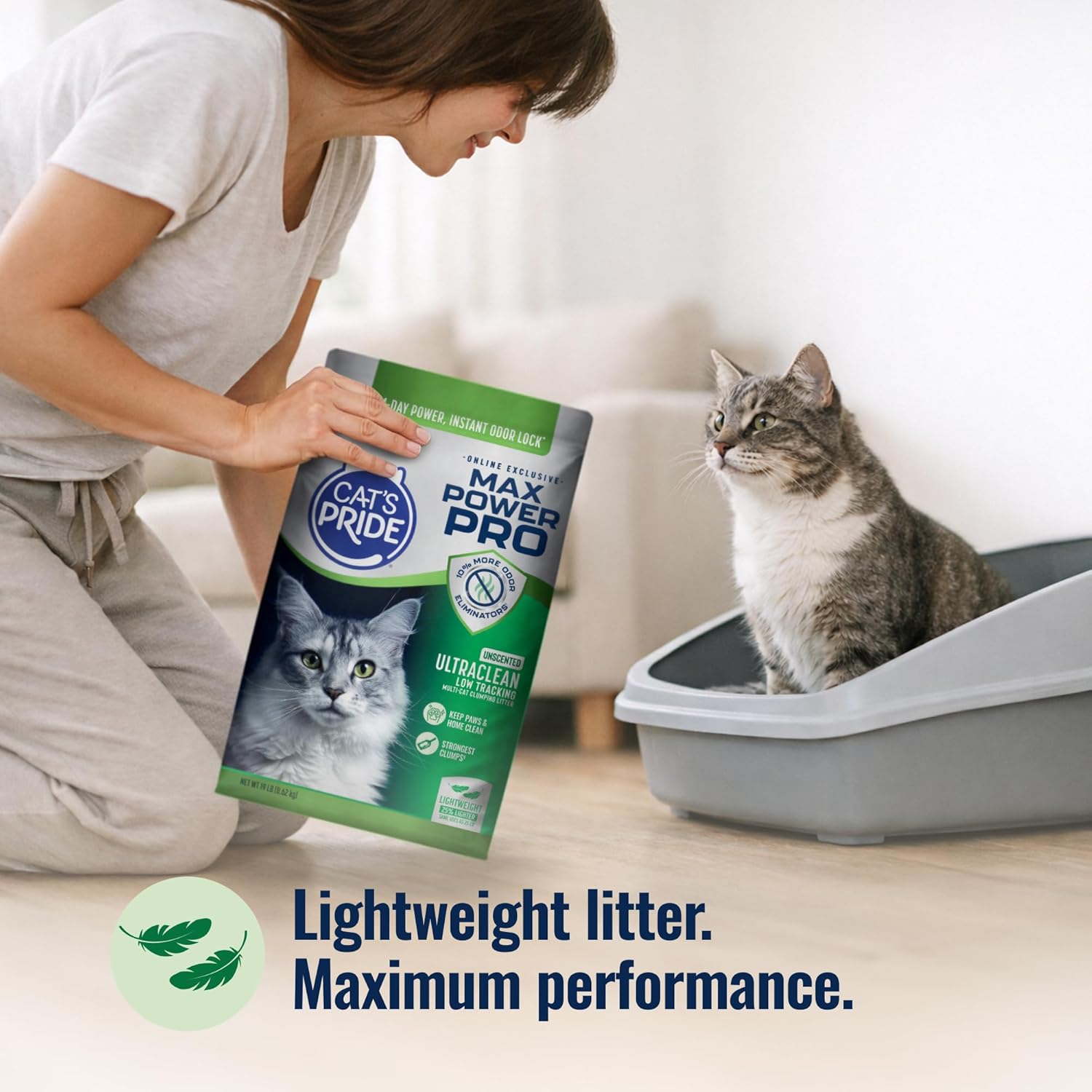 Cat's Pride Max Power Pro Ultraclean Lightweight Cat Litter, Low Tracking & Strongest Clumping Formula, Bag
