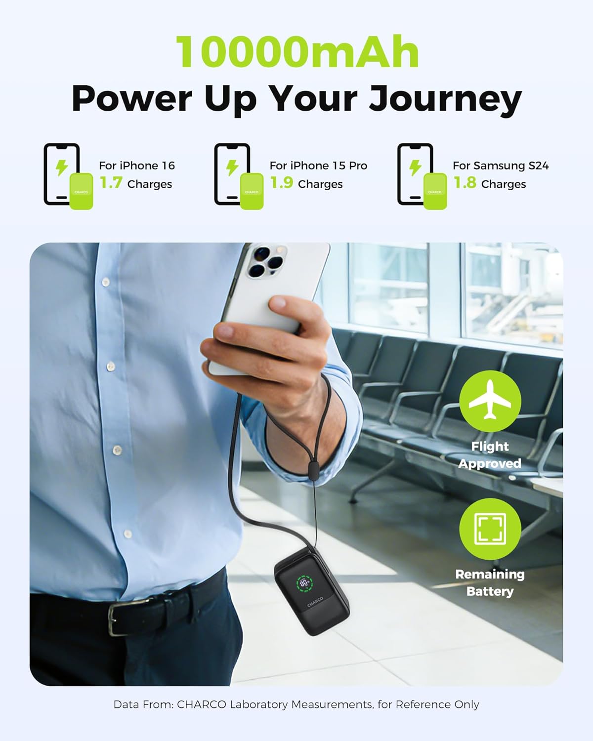 CHARCO Portable Charger Power Bank Fast Charging 45W, 10000mAh Battery Pack Charger Portable with Retractable USB C Cable, Travel Essential Powerbank Compatible with iPhone 17/16 Series, Samsung - Image 6