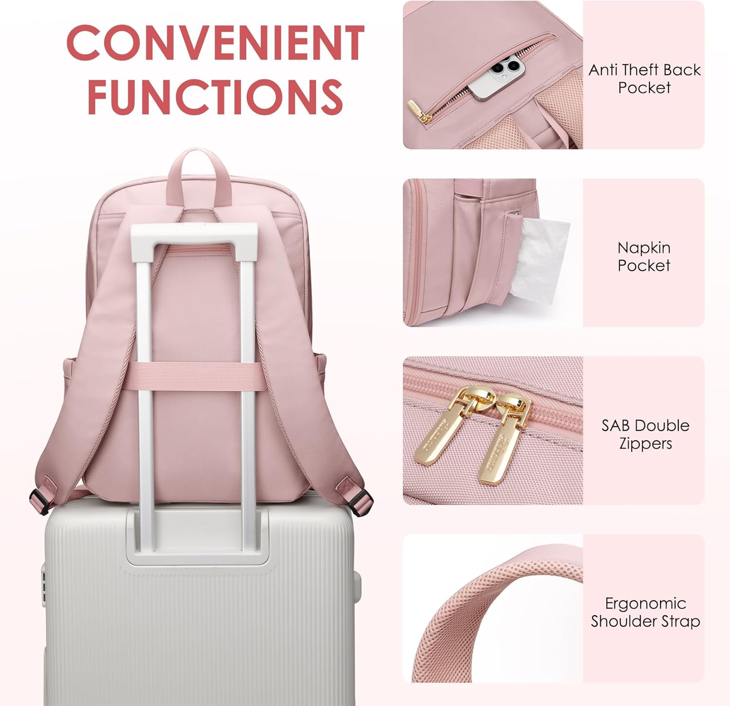 Lunch Backpack for Women Men, 16 Inch Laptop Backpack with Lunch Compartment, Water Resistant Lunchbox Back Pack Meal Prep Cooler Bags Insulated for Nurse Work Teacher Travel - Image 6