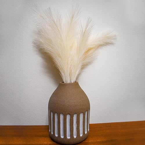 Miniatura 7 de uxcell 6 piezas de hierba de pampa sintética pequeña de 17.7 pulgadas de hierba de pampa, 7 ramas, relleno de jarrón artificial para el hogar,