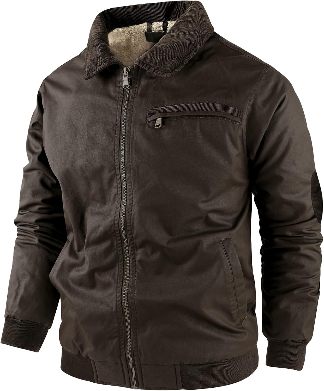 Flygo Mens Sherpa Lined Detroit Jacket Winter Warm Fleece Coat Waxed Washed Canvas Rugged Waterproof Jackets - Image 2