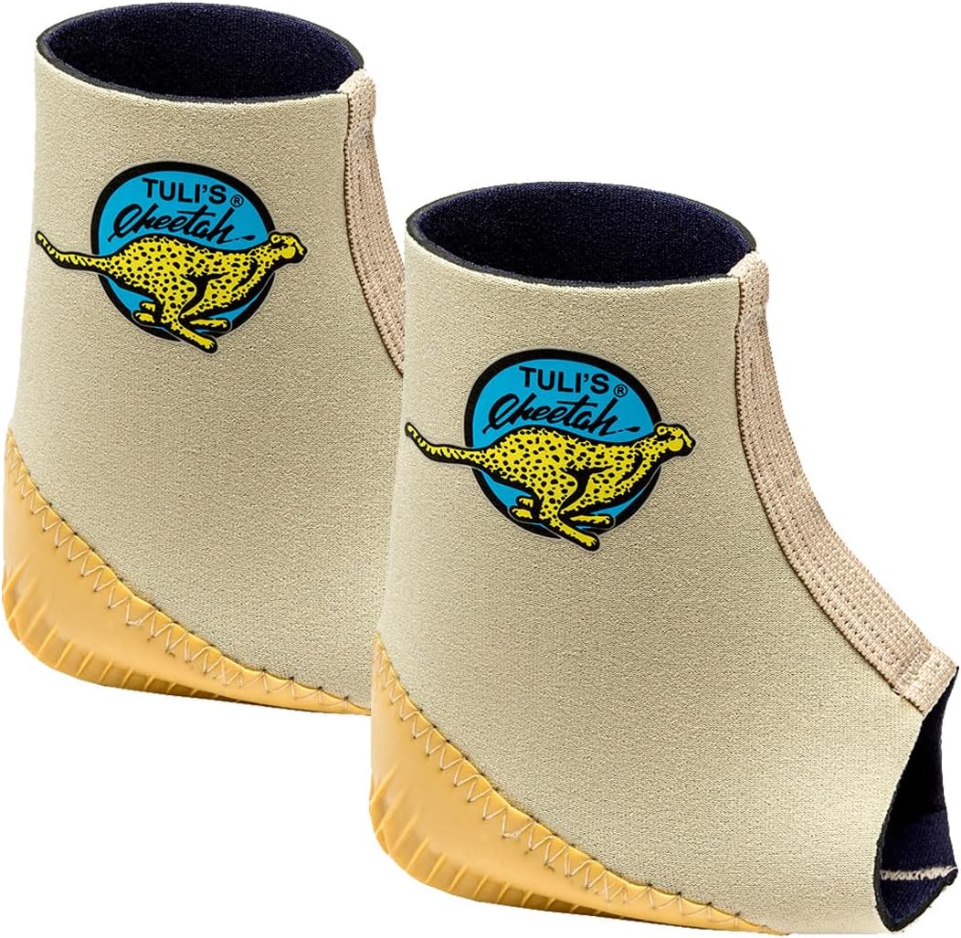 Tuli's Cheetah Heel Cup with Compression Sleeve for Sever’s Disease and Heel Pain for Gymnasts and Dancers, Medium, 1 Pair