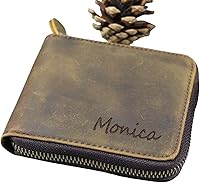 Vista 1 de Leather Zipper Wallet, Small Leather Wallet, Unisex Minimalist wallet, personalized Leather Wallet, Anniversary Gift, Credit Card Case, Coin Purse