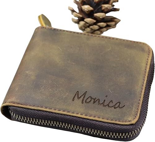 Leather Zipper Wallet, Small Leather Wallet, Unisex Minimalist wallet, personalized Leather Wallet, Anniversary Gift, Credit Card Case, Coin Purse