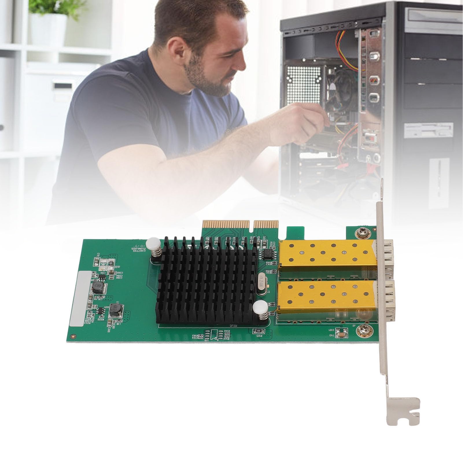 Scheda di Rete Gigabit PCIe X4, Adattatore di Rete PCIe a Doppia Porta con Chip 82576, Adattatore di Rete Gigabit Ethernet, Efficiente Dissipazione del Calore