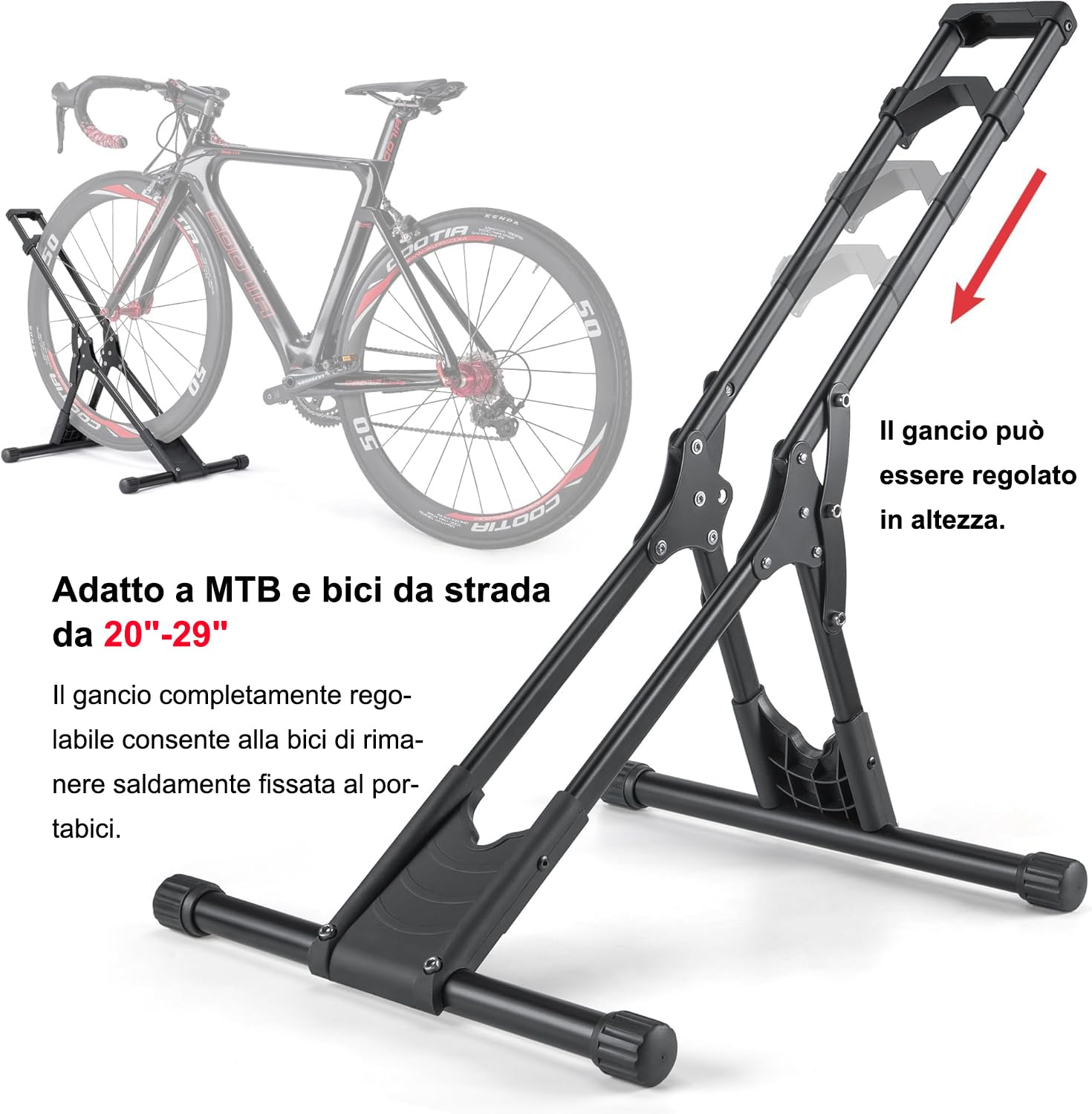 CXWXC Supporto per bicicletta da 20" a 29" e 730C MTB, pieghevole per bicicletta da corsa, per interni ed esterni (S101) (1, M)