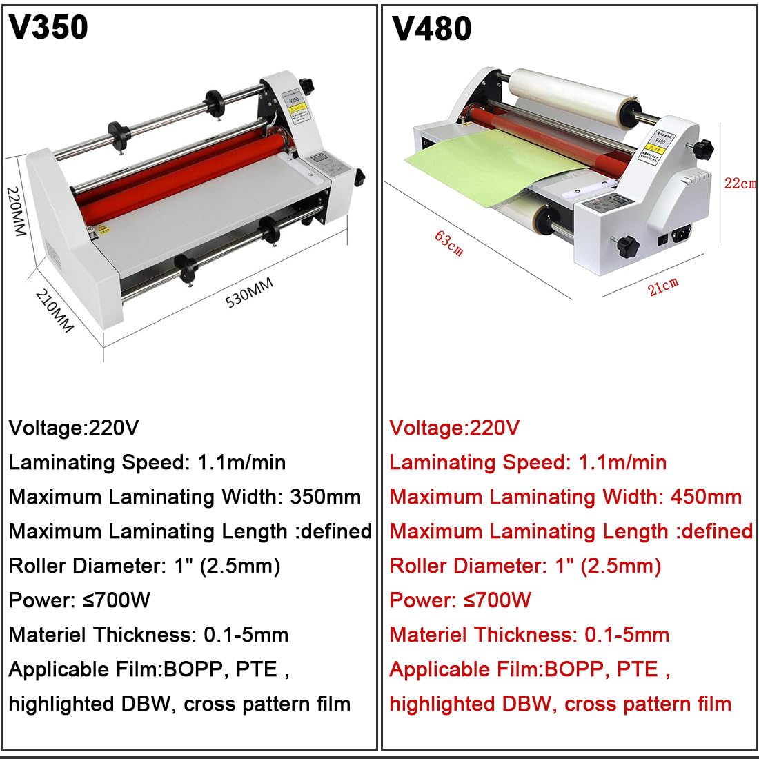 Laminatrice Professionale 350mm/450mm Macchina di Laminazione Termica a Quattro Rulli per Carta A2/A3/A4 su Un Solo/Due Lati, Laminazione a Caldo E a Freddo per Documenti, Foto,V350