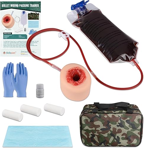 Skillssist Kit de entrenamiento de tareas de embalaje de heridas para control de sangrado para educación médica, práctica de emergencia de primeros