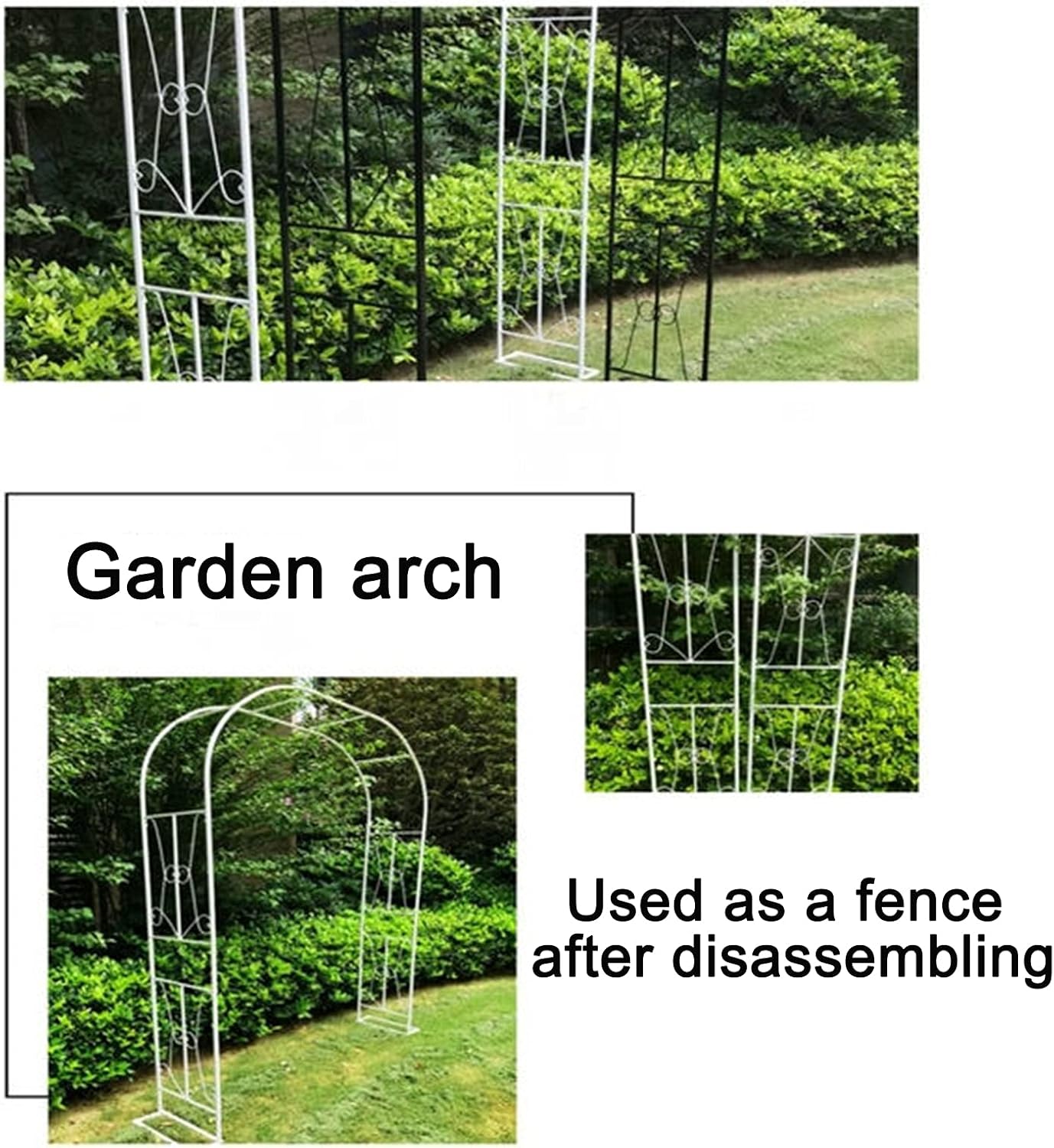 Free-Standing Garden Arch,Metal Rose Arches,for Climbing Plants Rose Tendrils,Weatherproof,Climbing Arch Support,Pergola,Arbors,Trellis,Wedding Decoration,Outdoor Garden Lawn,Black and White