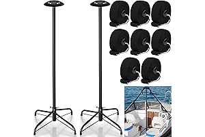 2-Piece Pontoon Boat Cover Support Poles with Metal Base and Dome Cap