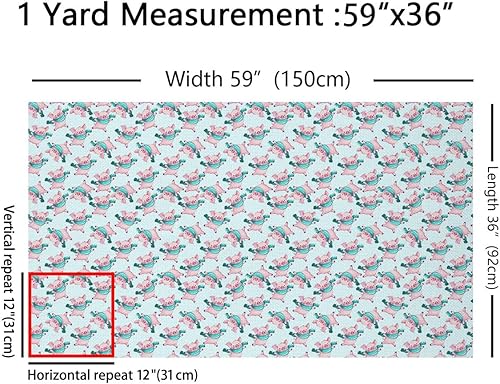Miniatura 2 de Feelyou The Yard - Tela de tapicería de cerdos de dibujos animados para exteriores, tela decorativa de animales porcinos kawaii para proyectos de