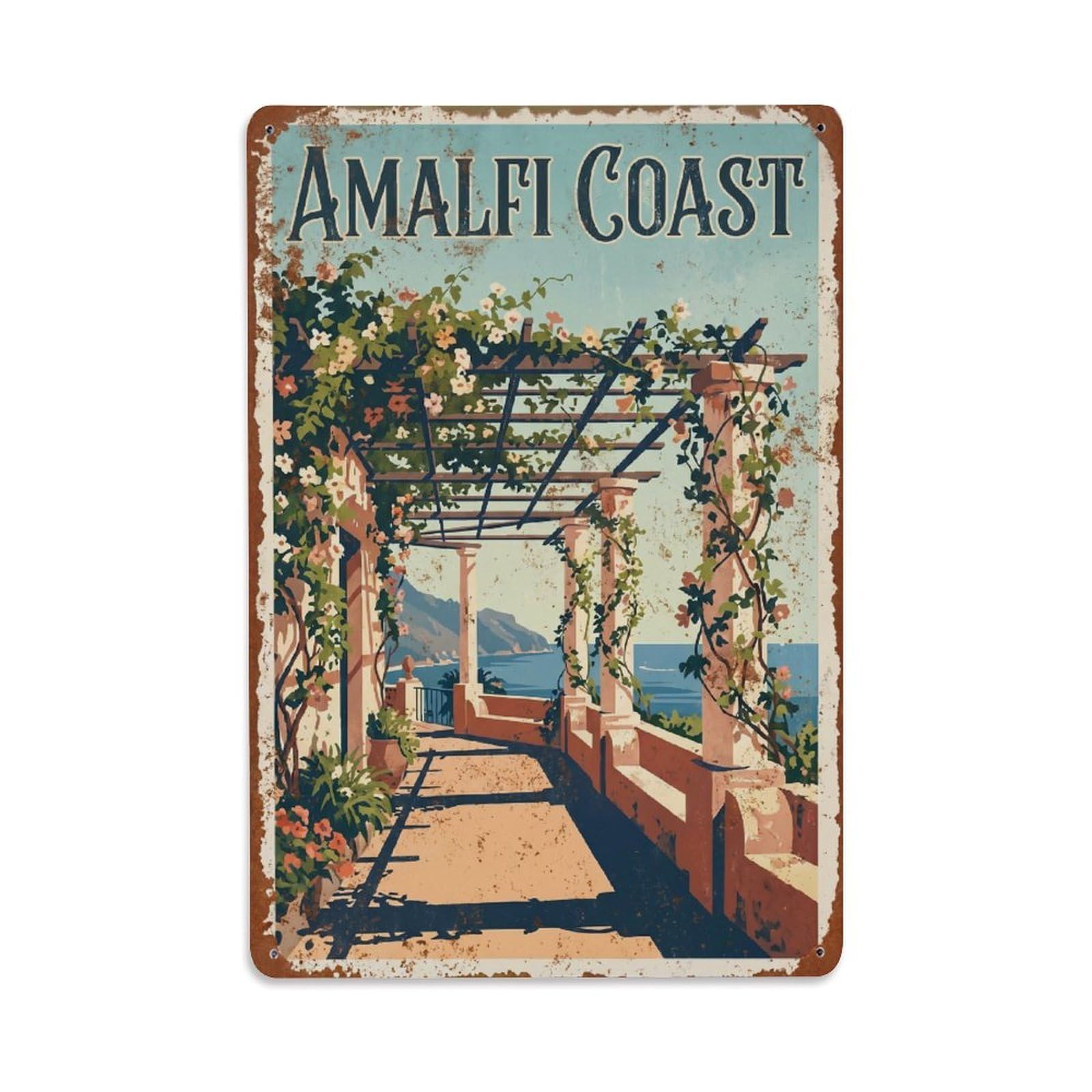 Vintage Travel Pergola Italy Garden Metal Tin Sign