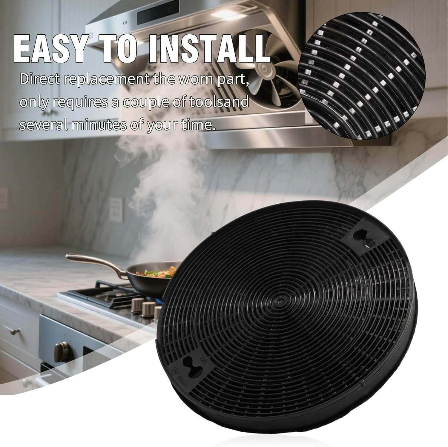 2Pcs W10272068 Range Hood Charcoal Filter Replacement for Kitchenaid Whirlpool KXI4336YSS0 Replacement for Samsung NK30N7000US/AA Kitchen Hood Filters, 1550120 81550120 AH2367296