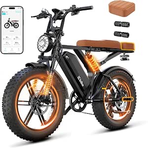 Electric Bike for Adults,20"x4" Fat Tires Retro Ebike,28MPH,Range 65Miles