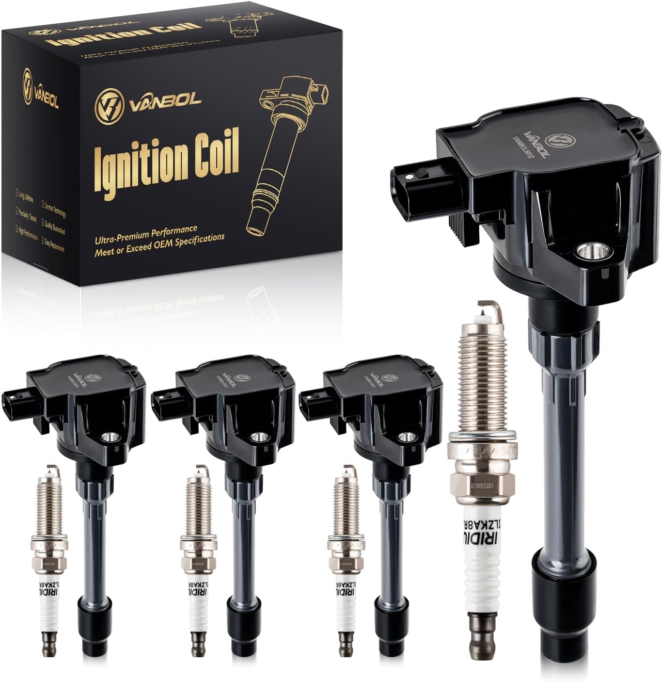Set of 4 Ignition Coil Pack UF781 & Iridium Spark Plug Compatible with Honda Accord 2017-2023 CR-V 2017-2025 Civic 2016-2025 Clarity for Acura RDX 2019-2024 TLX L4 1.5L 2.0L Replace 3052059B013