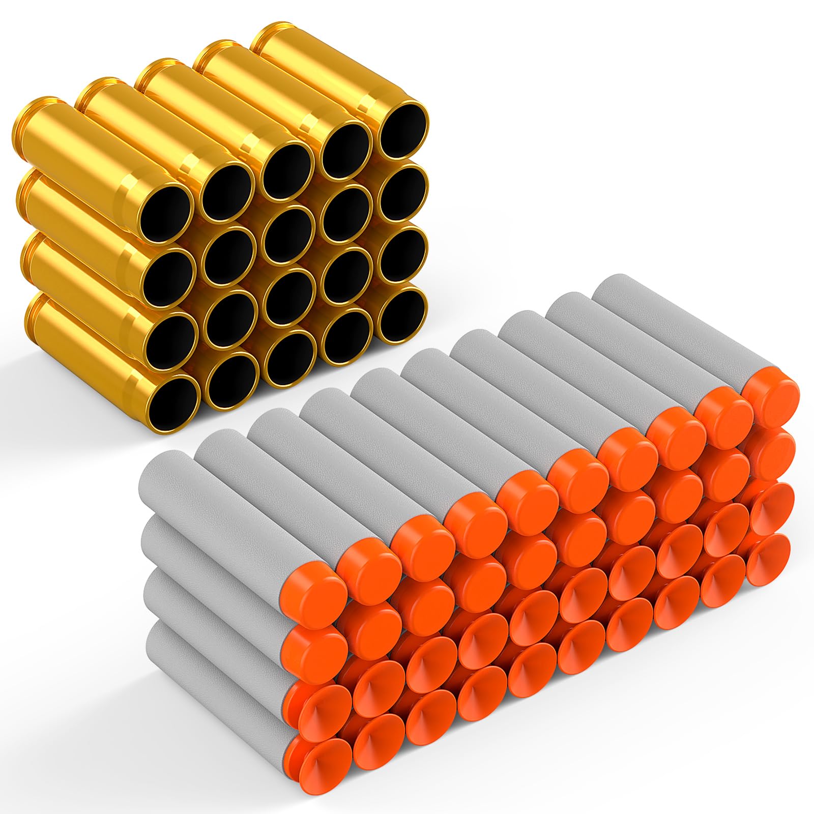 60PCS Soft Bullet & Shell for JellyBullet 721018, 721041, 721042, 721043, 721044, Larmside Foam Blaster