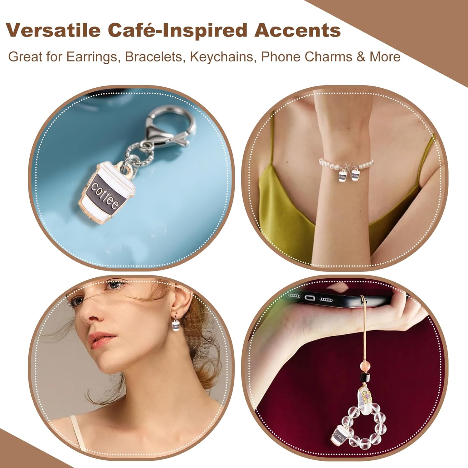 50Pcs Coffee Charms for Jewelry Making Enamel Golden Mini Coffee Cup Charms Dangle Beads Charm for DIY Craft Accessories Cup for Bracelets Necklaces and Earrings - Image 4