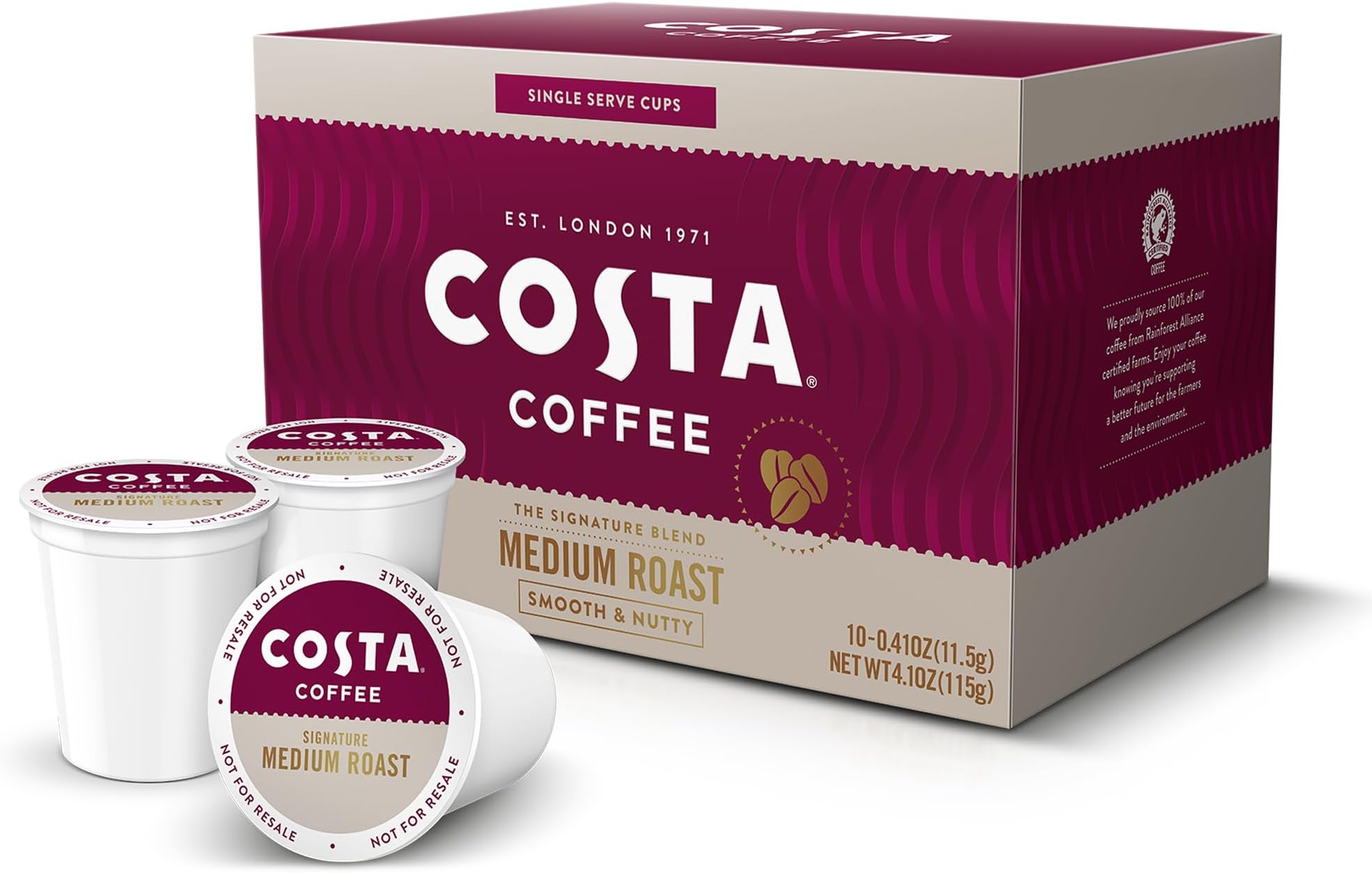- Coffee Pods Medium Roast, Signature Blend Single-Serve Pods (10 Count), Smooth & Nutty 100% Arabica Beans, Compatible with Pod Brewers