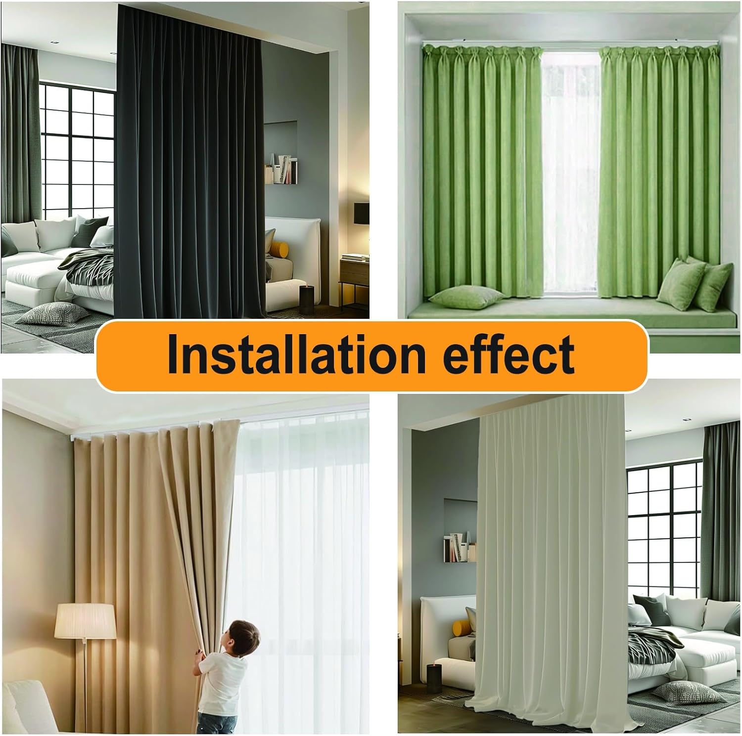 Flexible Ceiling Tracks Set, Curtain Track Ceiling Mount Blackout Curtain for Living Room Bedroom Ceiling Curtain Rod Privacy Dividers Panels