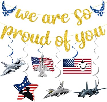 Air Force Party Decorations - We Are So Proud of You Banner Airforce Party Decorations Banner Military Decor for Birthday Party