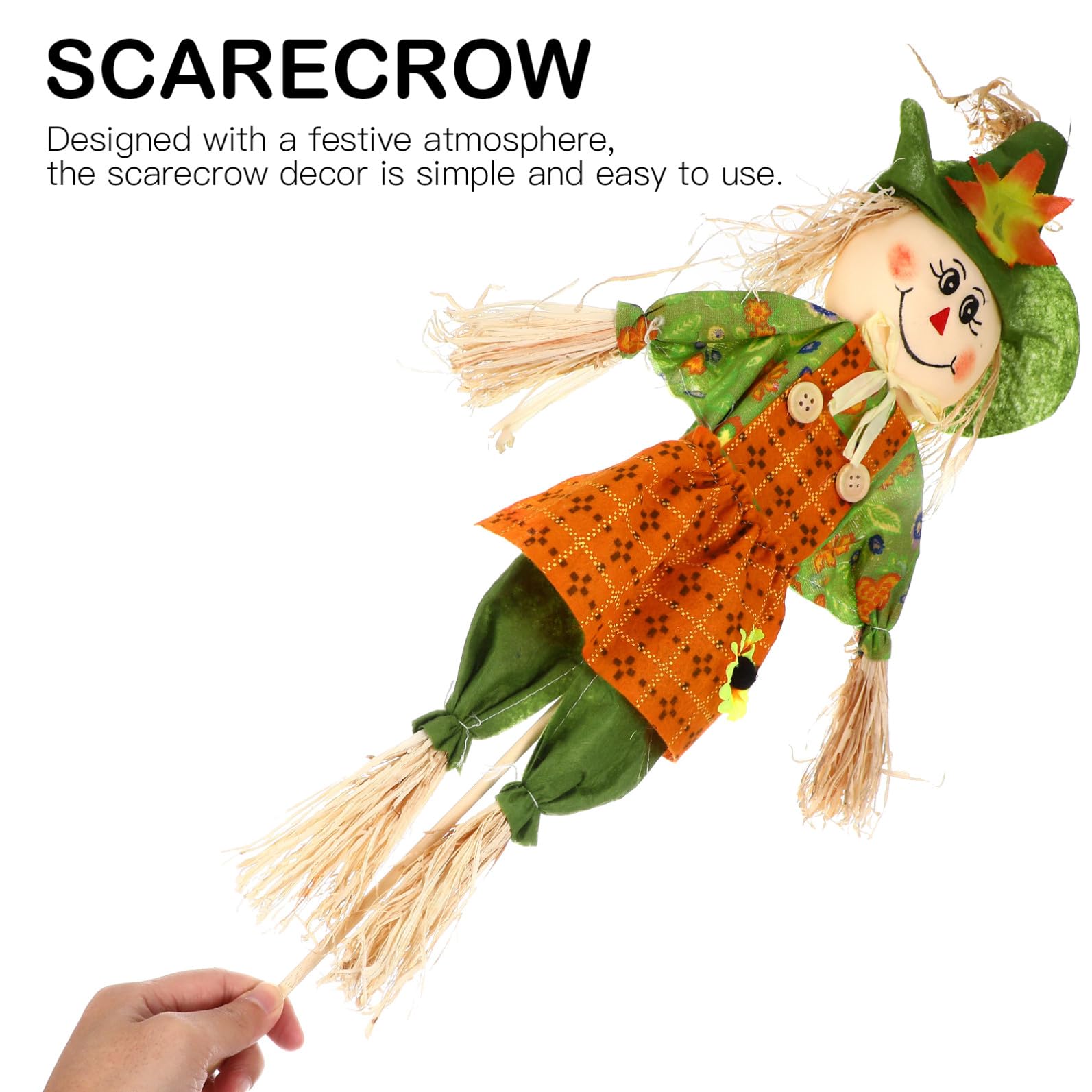 Supvox Gartenfigur aus Stroh für Herbstfest und Halloween Vogelscheuche zur Dekoration für Thanksgiving und Garten Ornament für Erntedankfest und Halloweenparty