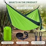 Camping Hammock, Double Hammock Premium Quality Nylon with 2 Tree Straps and 2 Metal Hooks, Lightweight for Backpacking, Camping Gear for Outdoor, Backpacking, Travel, Beach, Hiking