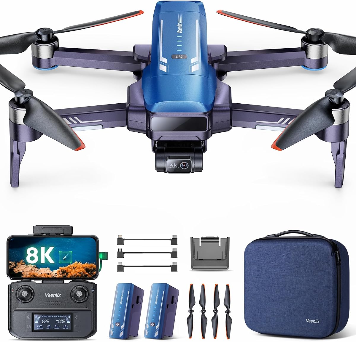 V11PRO Drone for Adults 3-Axis Gimbal Quadcopter 8K Camera | 48 Million Pixels, 4K/30fps Footage, 2 Batteries 80Min Flight Time, 6KM Video Transmission, Professional Aerial Photography