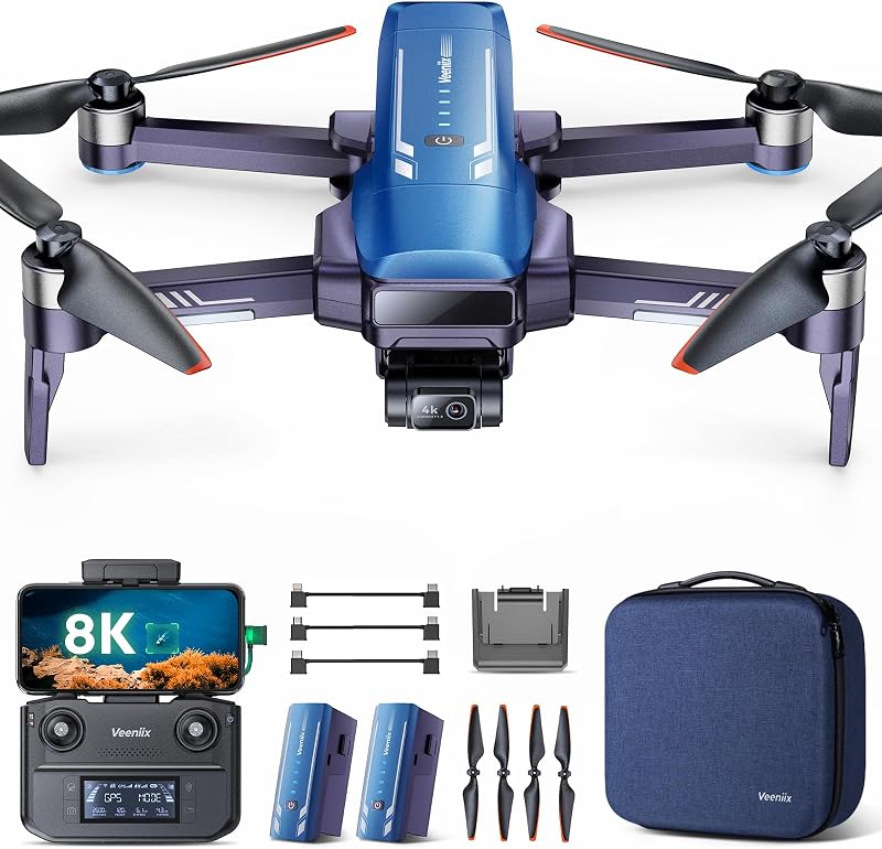 V11PRO Drone for Adults 3-Axis Gimbal Quadcopter 8K Camera | 48 Million Pixels, 4K/30fps Footage, 2 Batteries 80Min Flight Time, 6KM Video Transmission, Professional Aerial Photography
