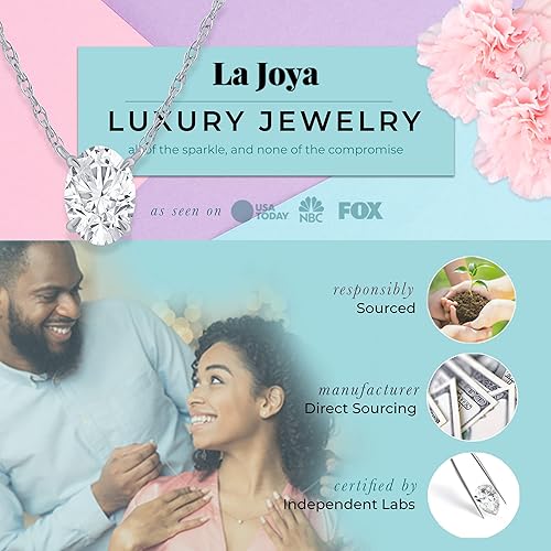 Miniatura 3 de La Joya Collares de diamantes para mujer, impresionante colección de collar solitario de diamante cultivado en laboratorio de 1 quilate  Cadena de