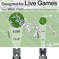 Vista 2 de Prismáticos ultra gran angular de 15.8° de 5x25 para deportes – Gran campo de visión, 829 pies/1000 yardas – Binoculares compactos para deportes