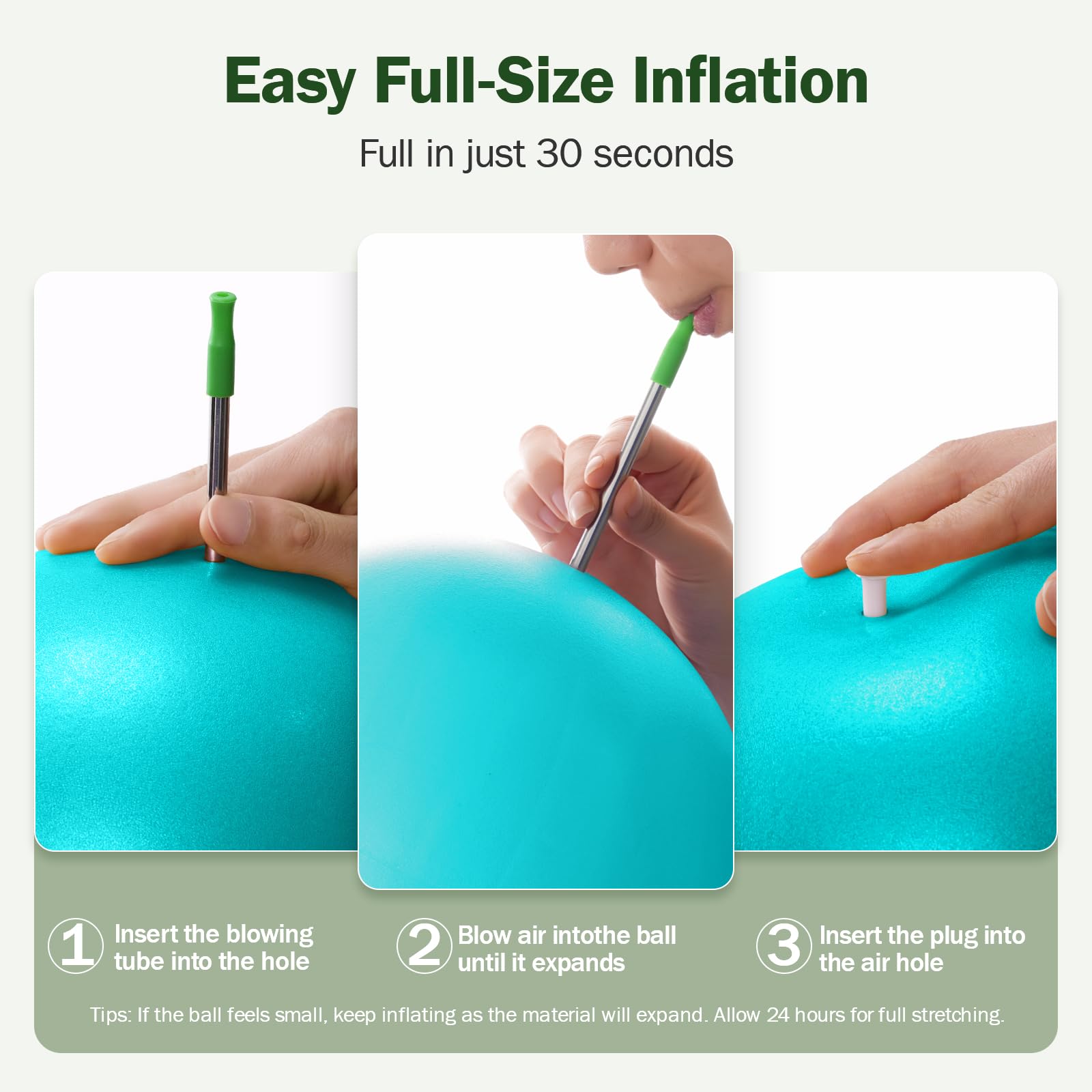 Slim Panda Ballon Pilates Petite,23 cm Anti-Slip Ballon de Gymnastique avec Paille de Gonflage,Soft Yoga Ball Équilibre pour Seniors Thérapie,Fitness,Entraînement à l'équilibre
