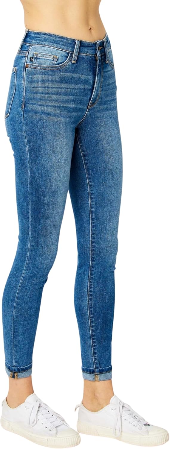Judy Blue Woman's High-Rise Cuffed Hem Skinny Jeans 82449 (Medium Blue, 18 Plus) - Image 3