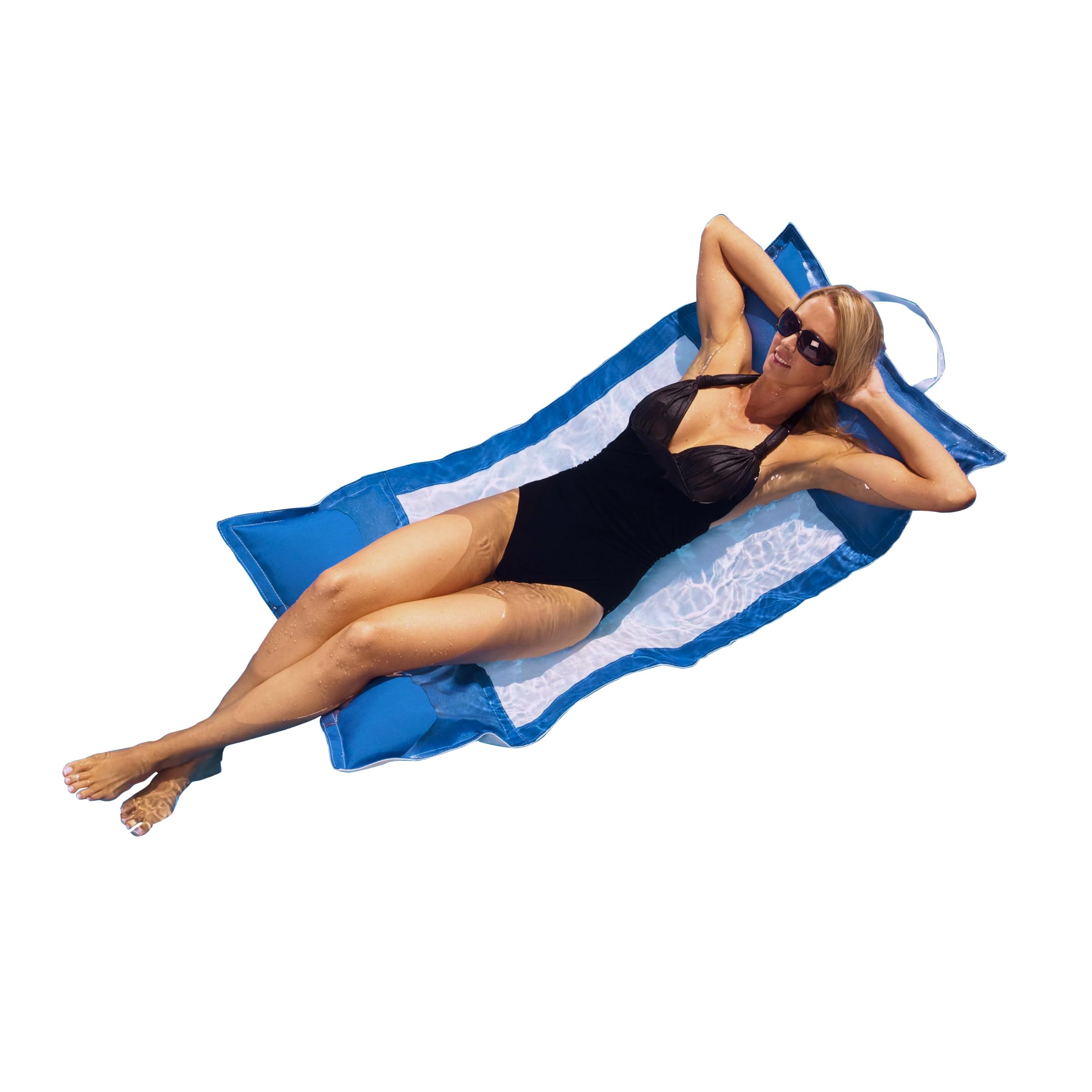 Floating Luxuries Kai Water Hammock, Adult Pool Float, Fade-Resistant Marine-Grade Fabric, Resort-Like Comfort, 28 in x 58 in, Pacific Blue