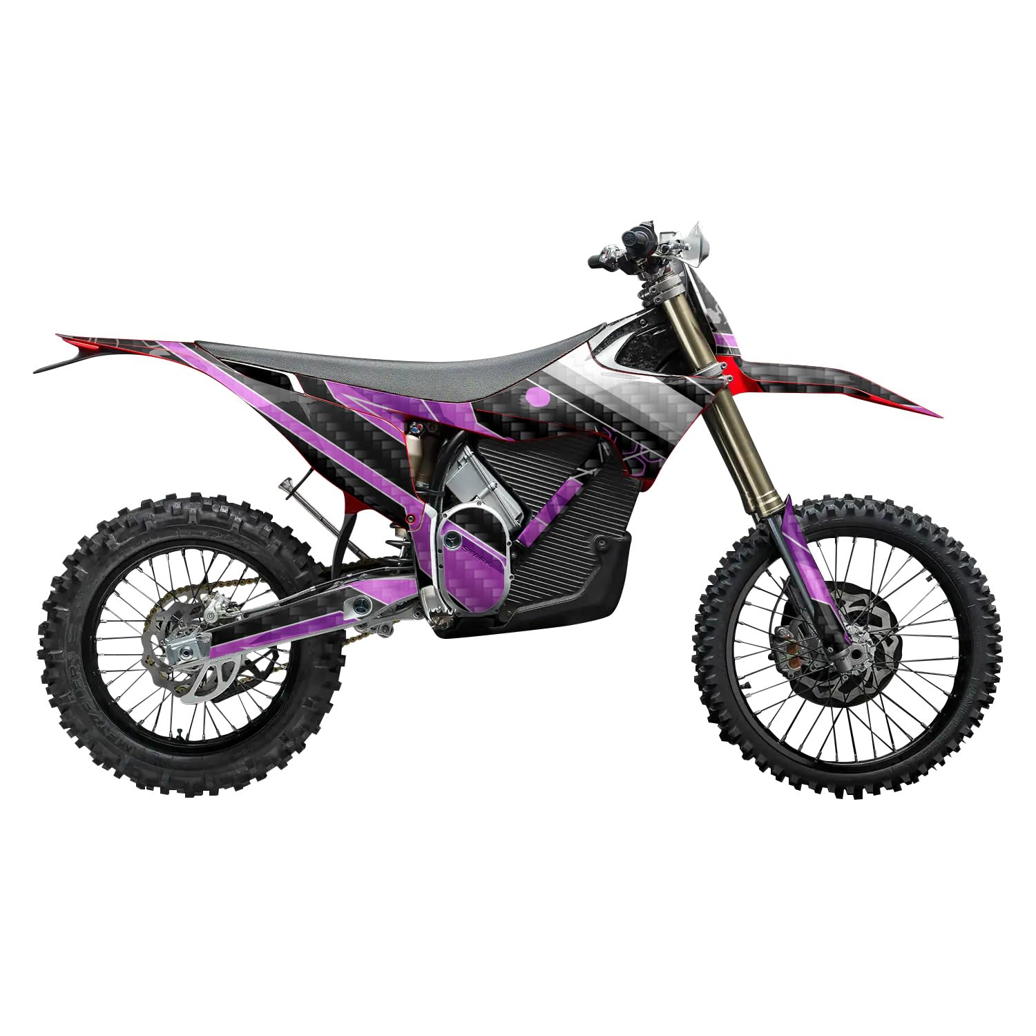 Carbon Fiber Stark Varg MX 2023-2025 Graphics Kit Wrap - Racing Chaos Magenta - Varg MX Skin - Premium 3M Vinyl Protective Wrap Decal Cover - Easy to Apply | Crafted in The USA by MightySkins
