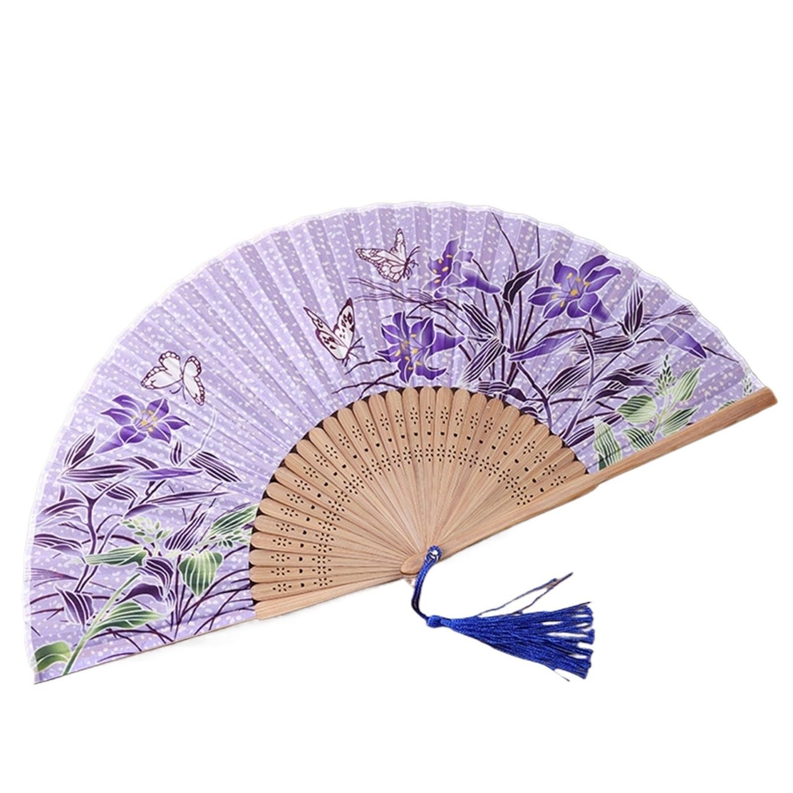 QCKNKMGG Silk Folding Fan, Bamboo and Silk Folding Hand Fan