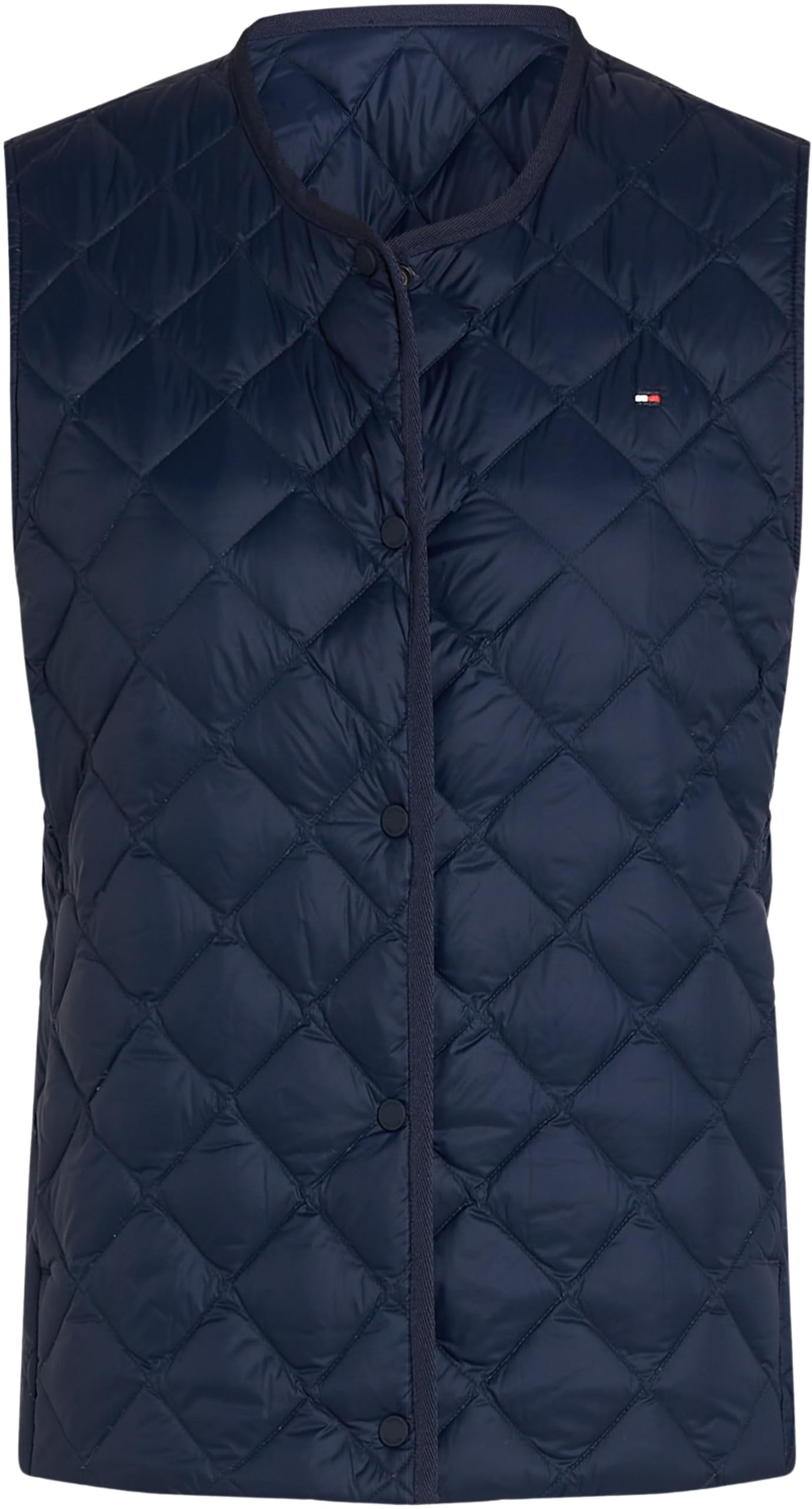 Tommy Hilfiger Damska kurtka bez rękawów pikowana kołnierzyk cienka kamizelka, Niebieski (Dark Night Navy), 3XL