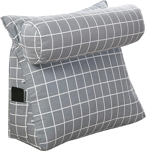 WAYUTO - Cojín triangular para respaldo de lectura, soporte para sofá cama y cabecera tapizada con funda extraíble y lavable de 23.5 pulgadas