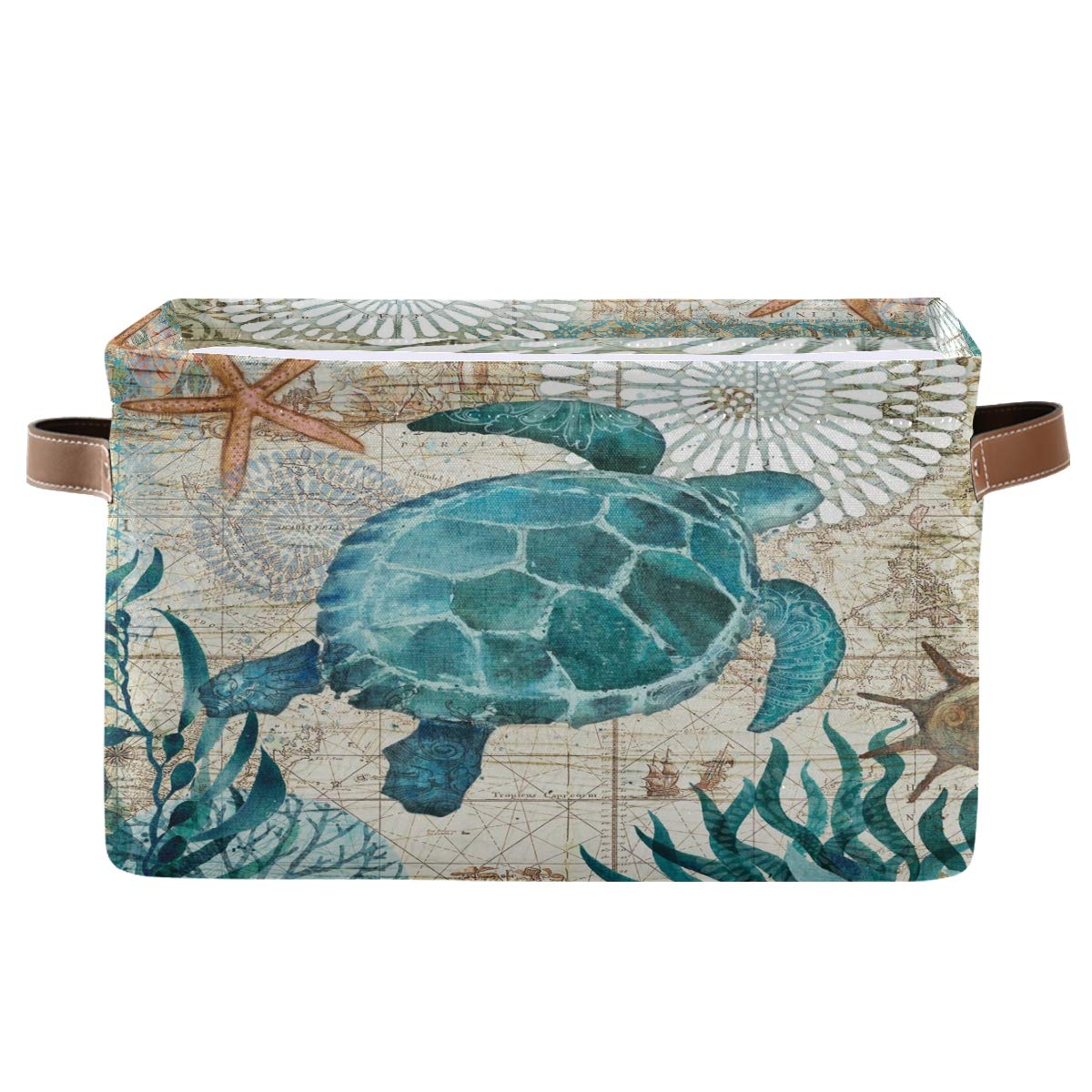 Buy Sea Turtle Retro Storage Basket Bin Nautical Ocean Starfish Large