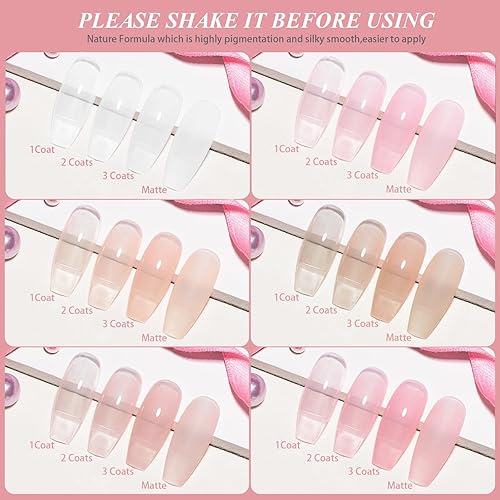 Miniatura 3 de Artdone Sheer Gel Nail Polish Set Jelly UV Gel 6 Colors Translucent Milky White Pink Nude Brown Colors Nail Polish For All Seasons Neutral Soak off