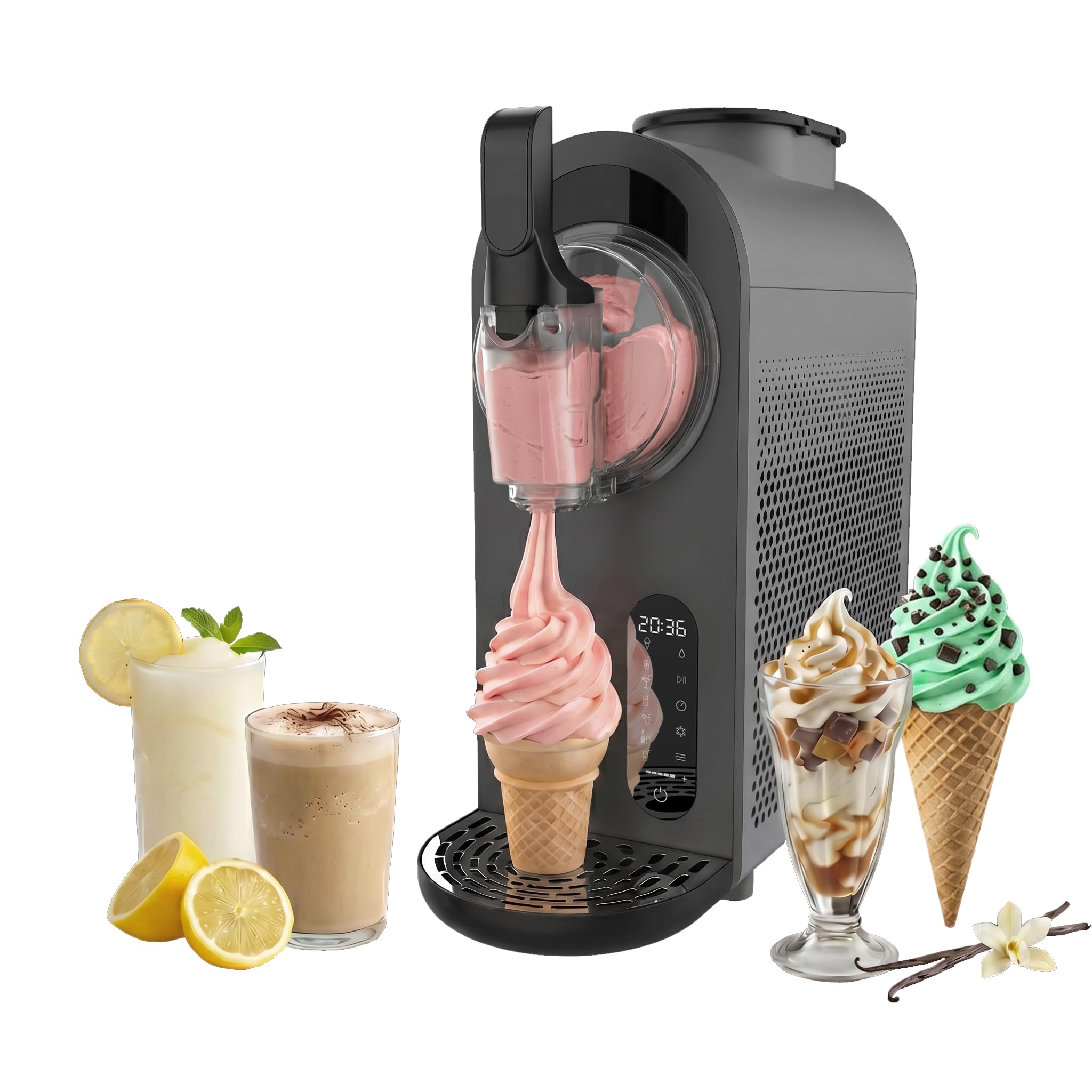 Cecotec Machine à Granités - Sorbetière - 1,5 L - Twist&Ice Cream B. 210 W, Commande Tactile, 9 Modes, Réfrigération sans Précongélation, Buse Anti-Gouttes, Boissons Fraîches Maison à l'Instant