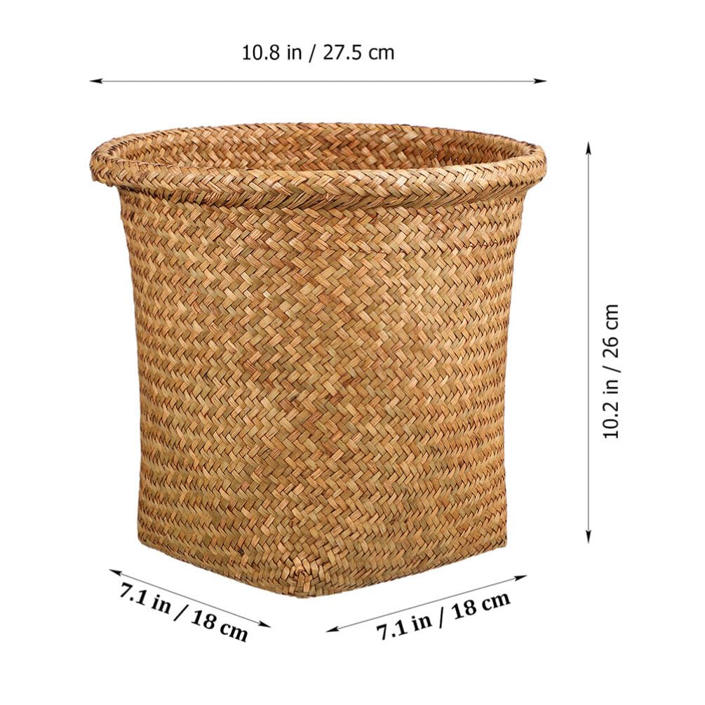 ABOOFAN Straw Woven Wastebasket, 3pcs Wicker Trash Can Round Rattan Waste Basket Sundries Storage Basket Garbage Container Bin Bathroom Garbage Can for Bedroom Offices Home