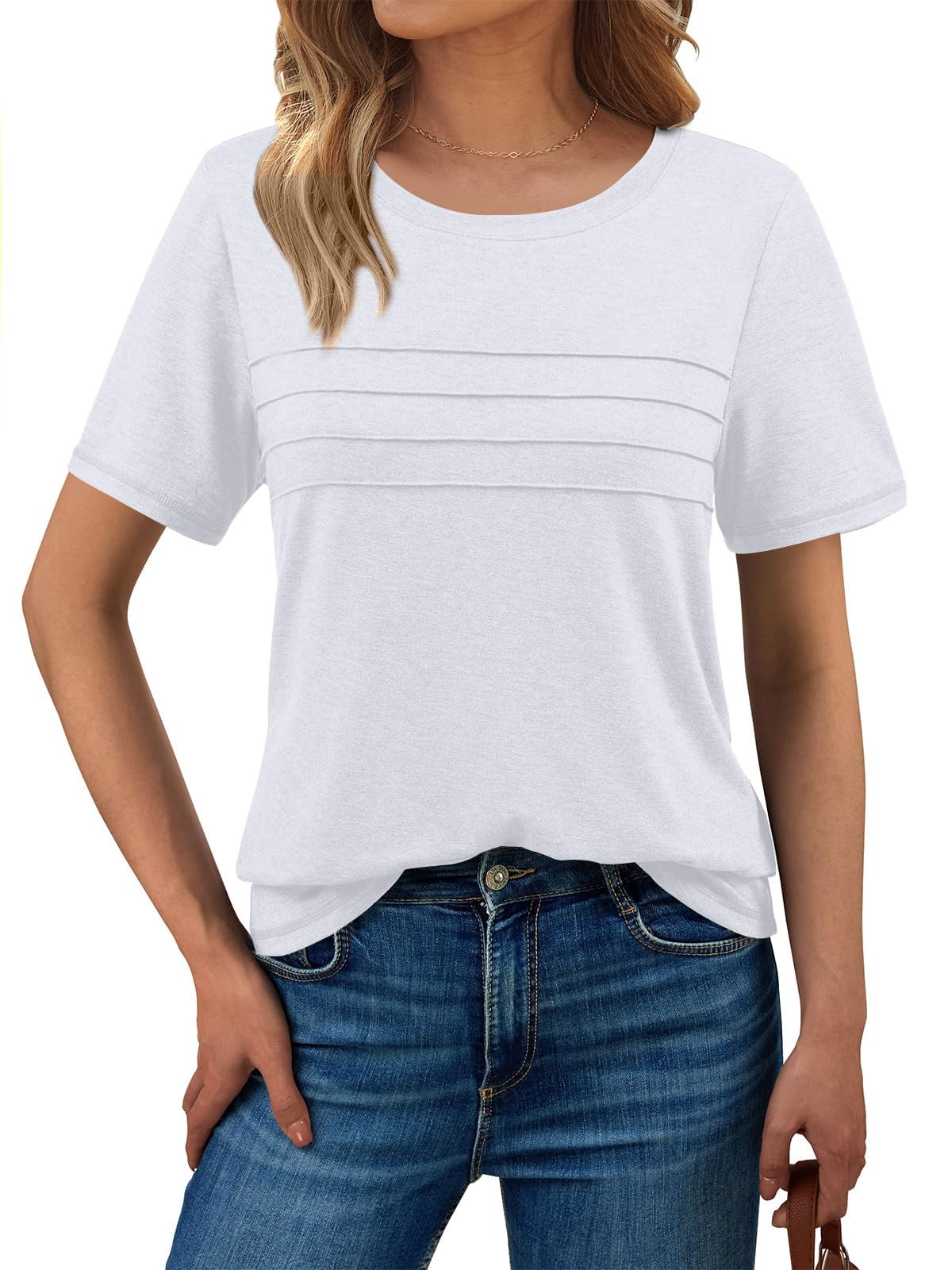 Haslike Damen-T-Shirt, Sommer, lockere Passform, einfarbig, kurzärmelig