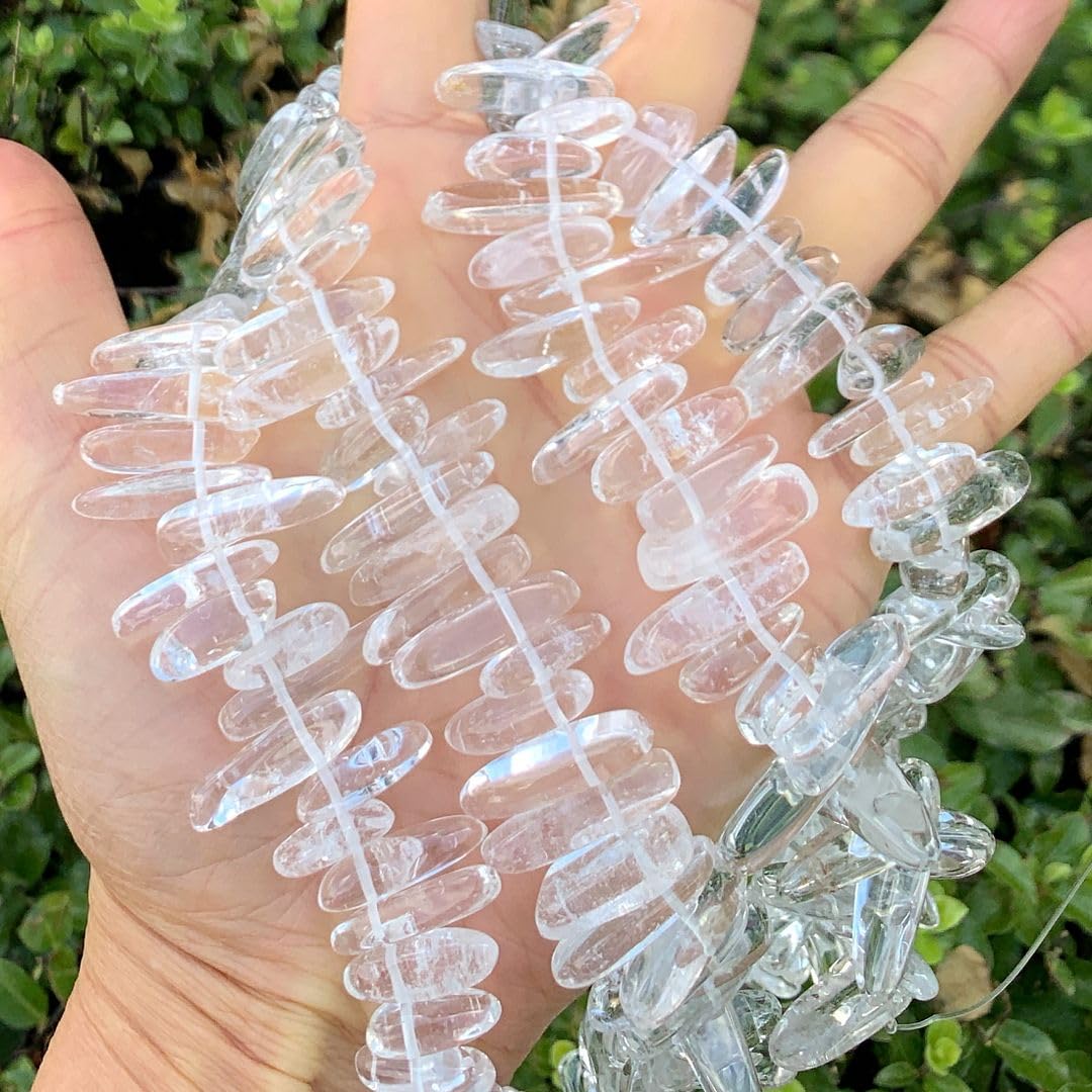 Adabele 3 Stränge natürlicher weißer Quarz klarer Kristall Edelstein Pendel Tropfen Spike Point 7-23 mm Anhänger Tropfen Perlen (45 Zoll insgesamt) für Schmuckherstellung GZ5-17