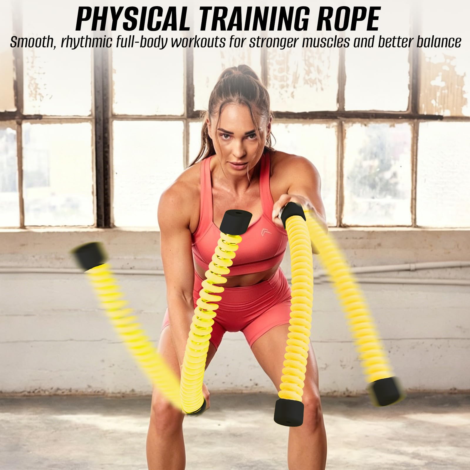 Battle Rope Pesata Upgrade senza Corda Lunga, con 4 Dischi Peso Rimovibili & Borsa Portatile, Corda Heavy-Duty per Home Gym, Allenamento di Forza & Resistenza, per Principianti e Avanzati