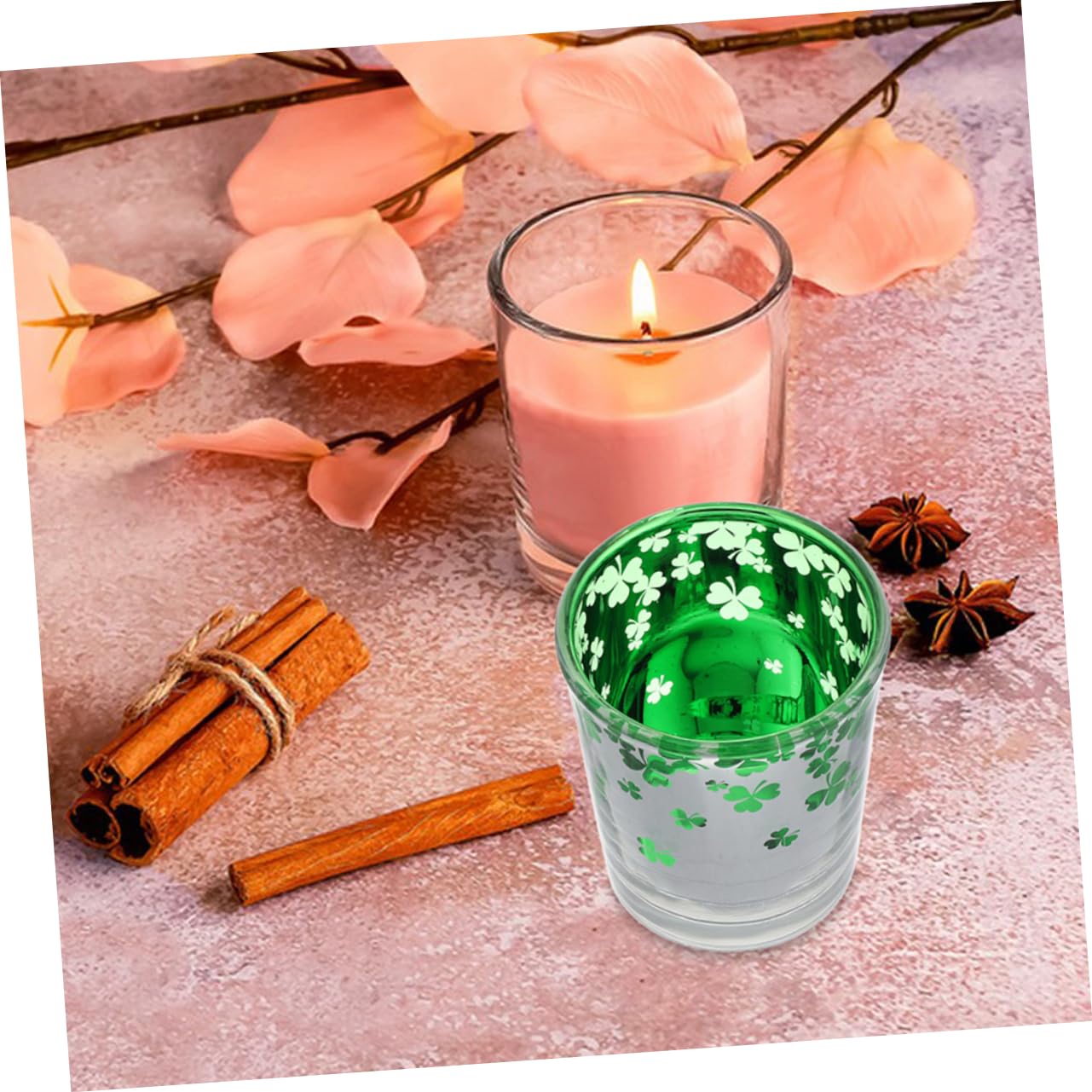 Cabilock 12pièces Bougeoirs Verre Vert Motif à Quatre pour Saint-Patrick Décoration De Table pour Mariage Et