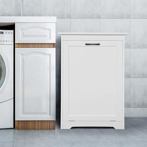 Miniatura 2 de Armario de basura con ángulos inclinados ajustables, soporte de cubo de basura de cocina para cocina, sala de estar y balcón, color blanco