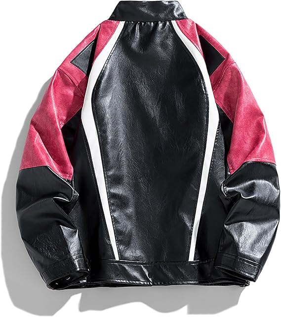 NATHGAM Leather Jacket Coat Men Turndown Collar Long Sleeve Solid